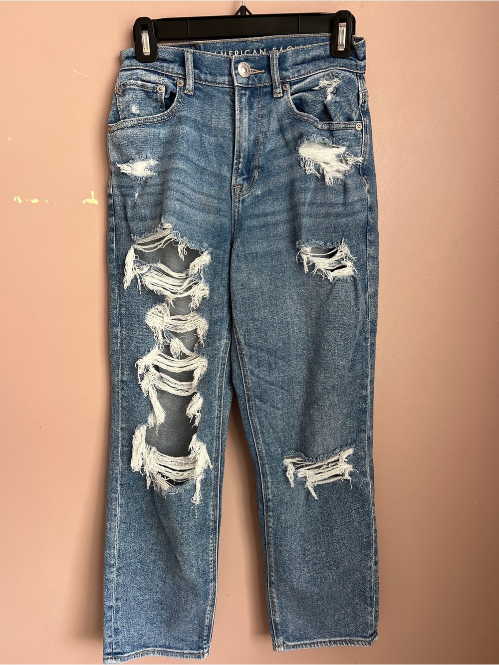 American Eagle Outfitters highest rise Ripped 90’s Boyfriend Jeans - Blue 0 reg